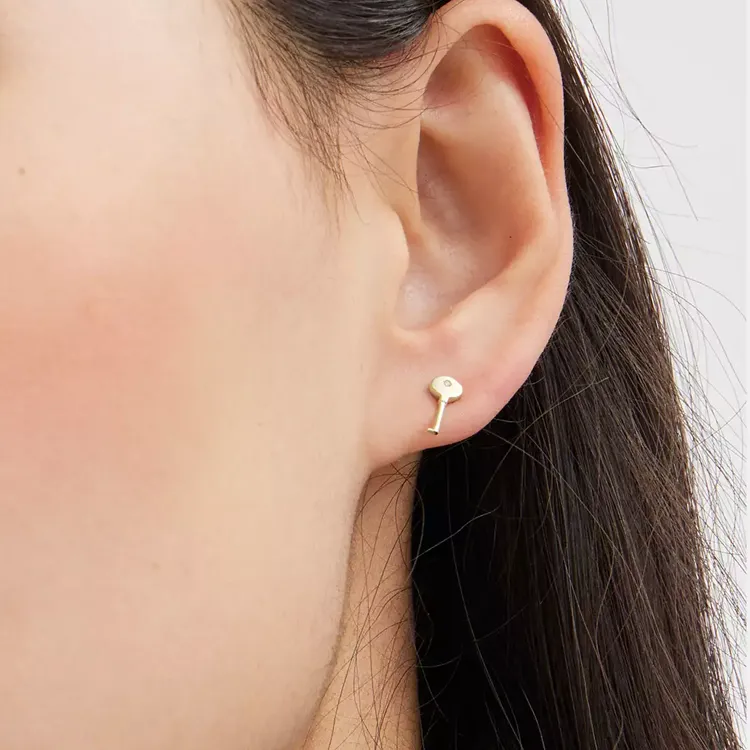 COACH 14K Gold Diamond Stud Earrings Women's Gold-2