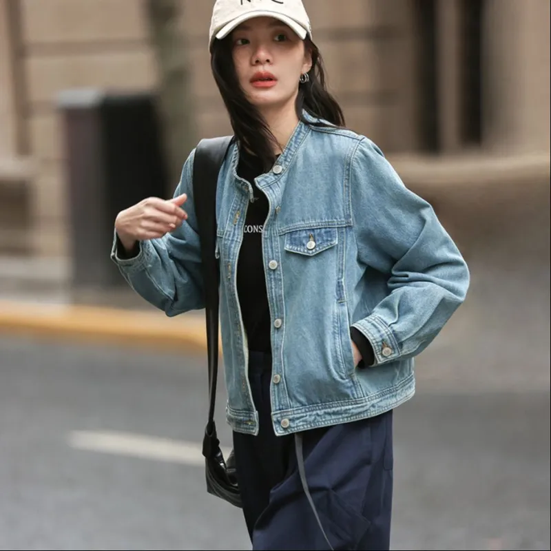 Demana Denim Jacket Women's Medium Denim Blue-1