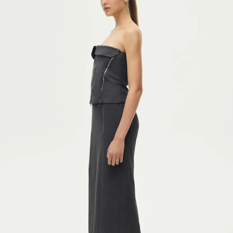 ZARA Strapless Top Women's Gray-3