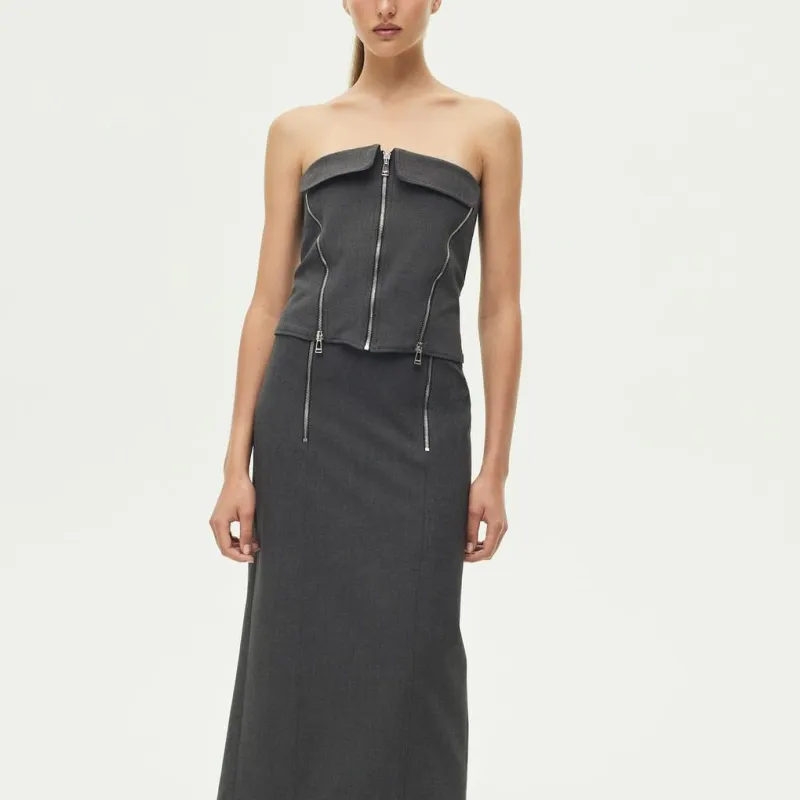 ZARA Strapless Top Women's Gray-1