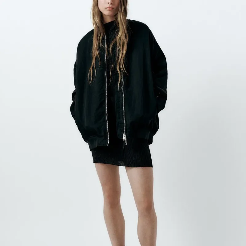 ZARA Jackets Coats Women's Black-3