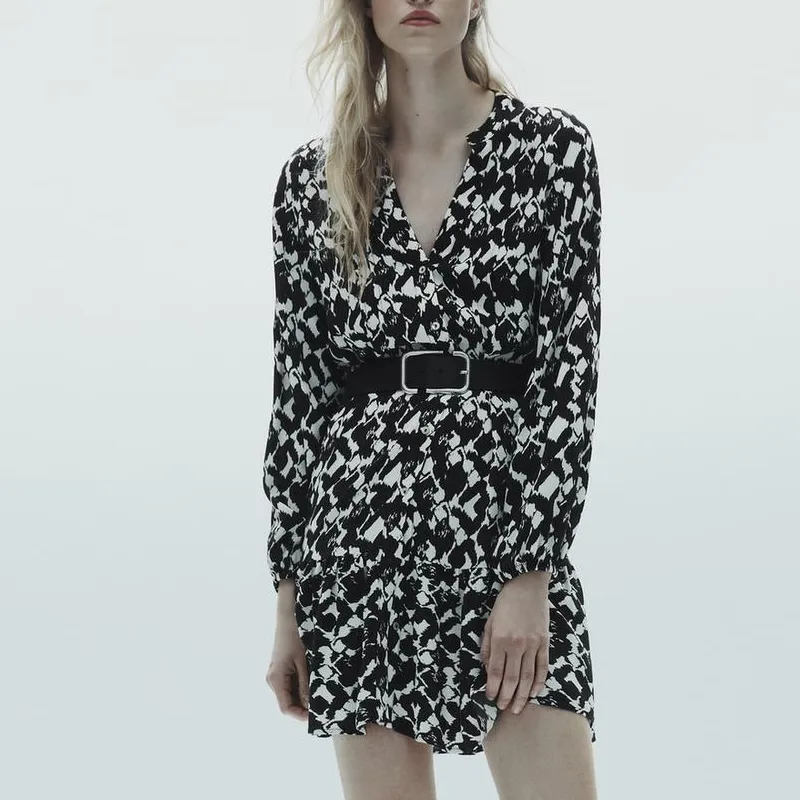 ZARA Long-Sleeved Dresses Women's Black-2