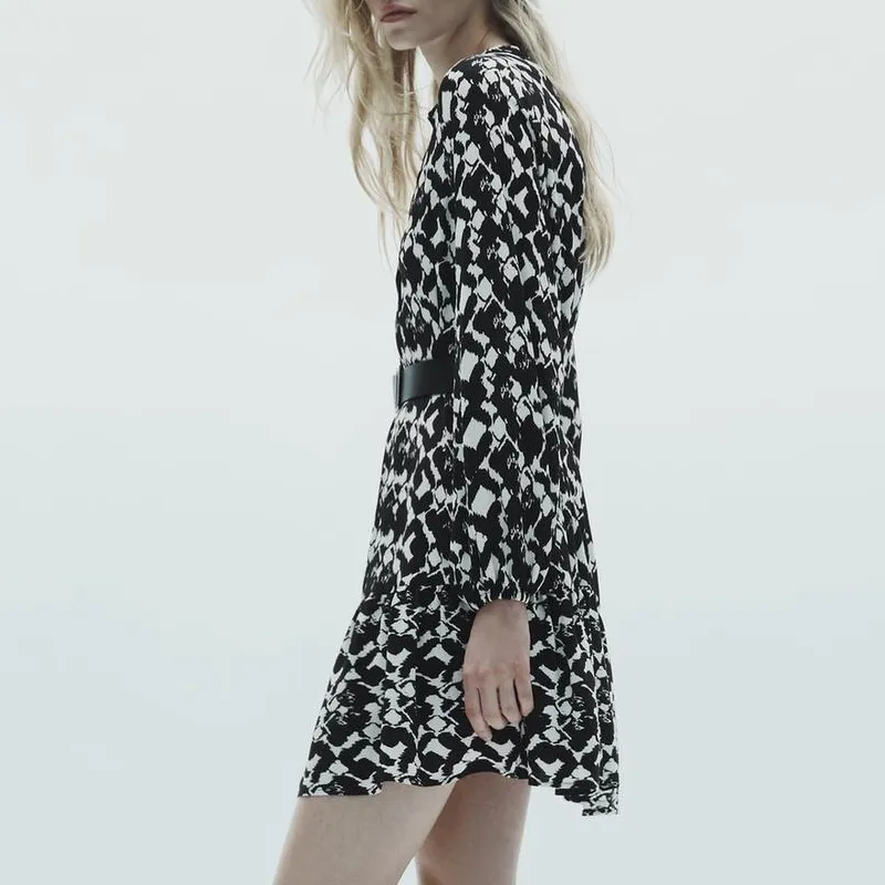 ZARA Long-Sleeved Dresses Women's Black-4