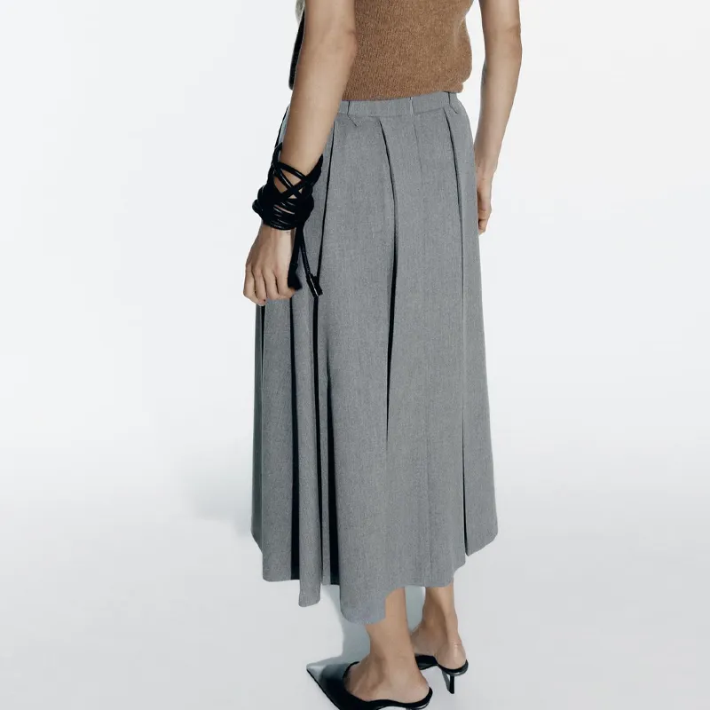 ZARA Casual Long Skirts Women's Gray-3
