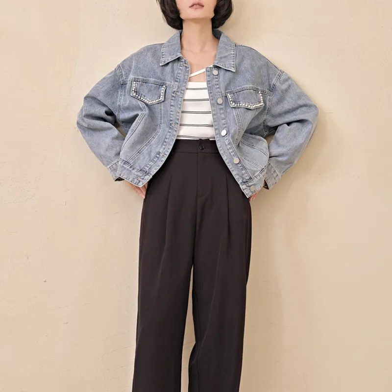 Pit Denim Jacket Women's Light Denim Blue-2