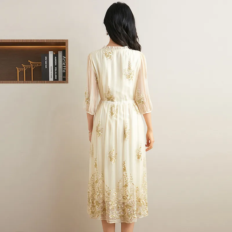 To The West Long Sleeved Dresses Women's Yellow-1