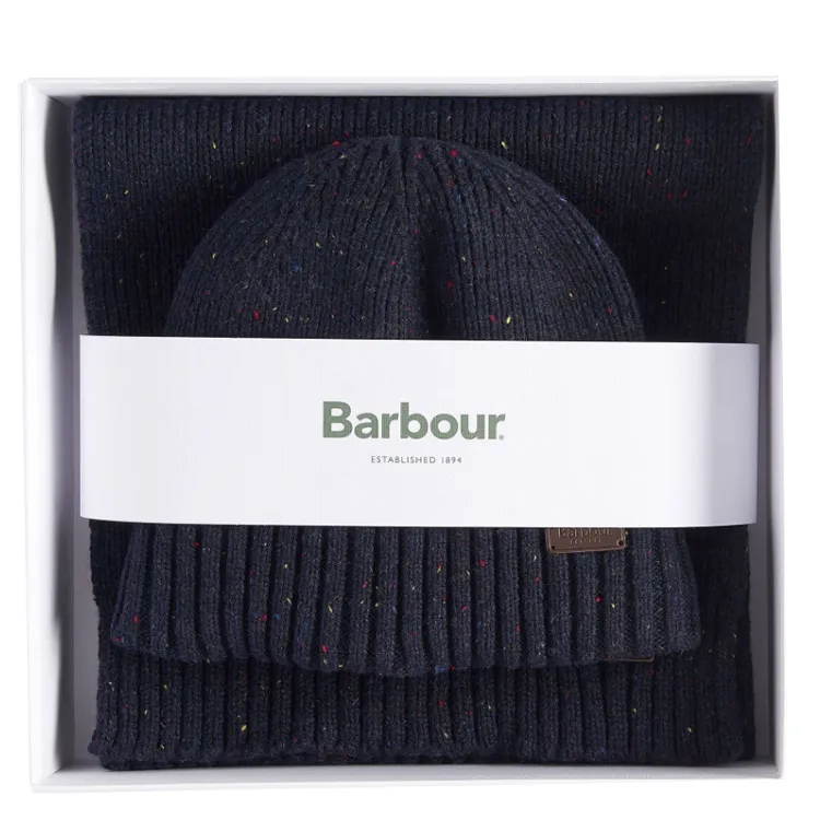 BARBOUR Acrylic Knit Scarves Unisex Marine Blue-1