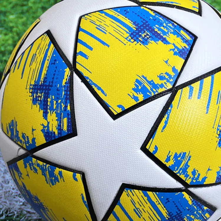 THREEHUAN Size 5 Soccer Super Fiber Seamless Thermal bonding Unisex White Yellow Blue-3