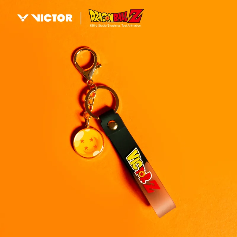 VICTOR Badminton Souvenirs 3×1.5×16cm Black Yellow Zinc Alloy+PVC Unisex Keychain-1