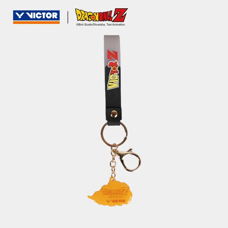 VICTOR Badminton Souvenirs 3×1.5×16cm Black Yellow Zinc Alloy+PVC Unisex Keychain-1