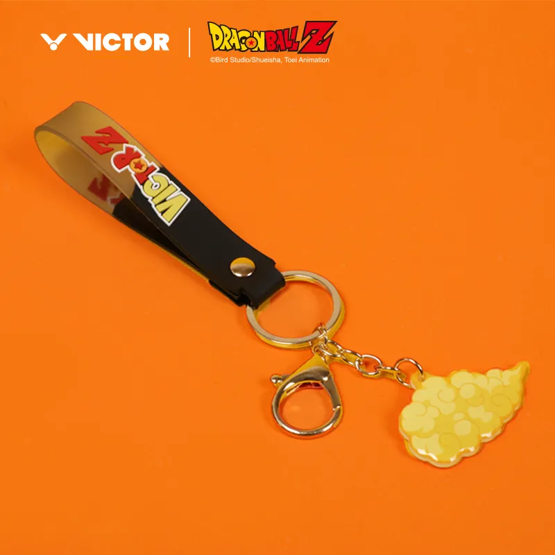 VICTOR Badminton Souvenirs 3×1.5×16cm Black Yellow Zinc Alloy+PVC Unisex Keychain-2
