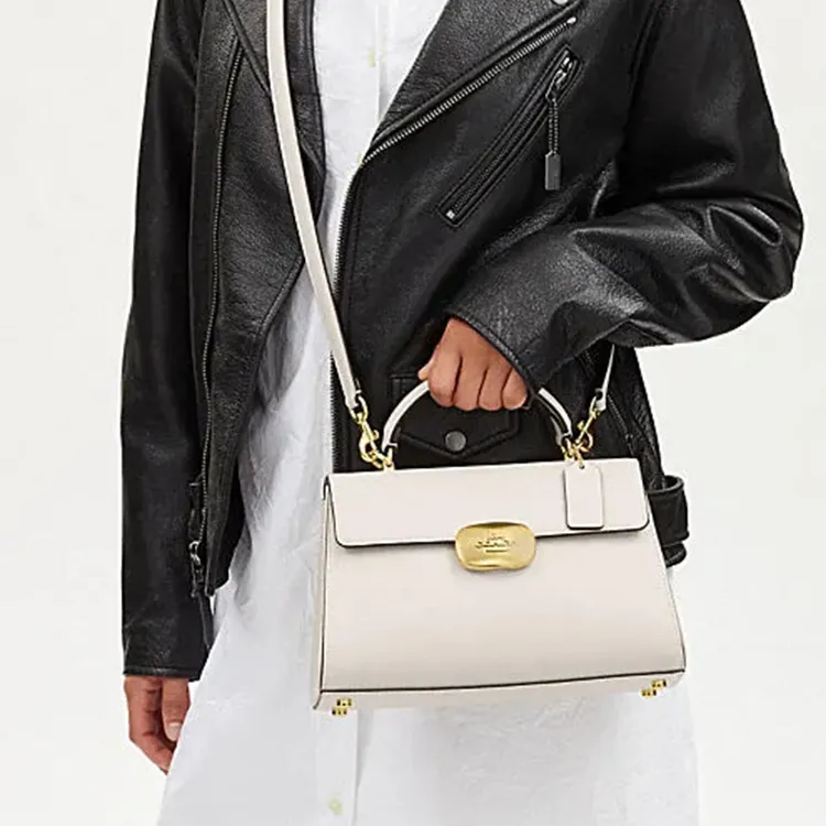COACH Eliza Cow Leather Shoulder Bag Crossbody Bag Handbag Large Size Women's Chalk White-3