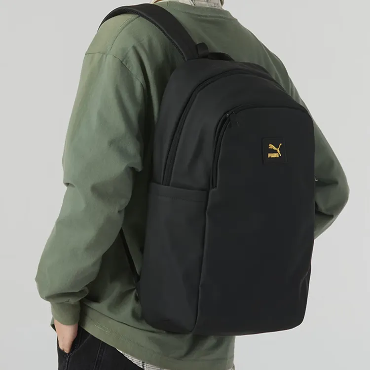 PUMA Artificial Leather Laminated Fabric Backpack Medium Size Unisex Black-4