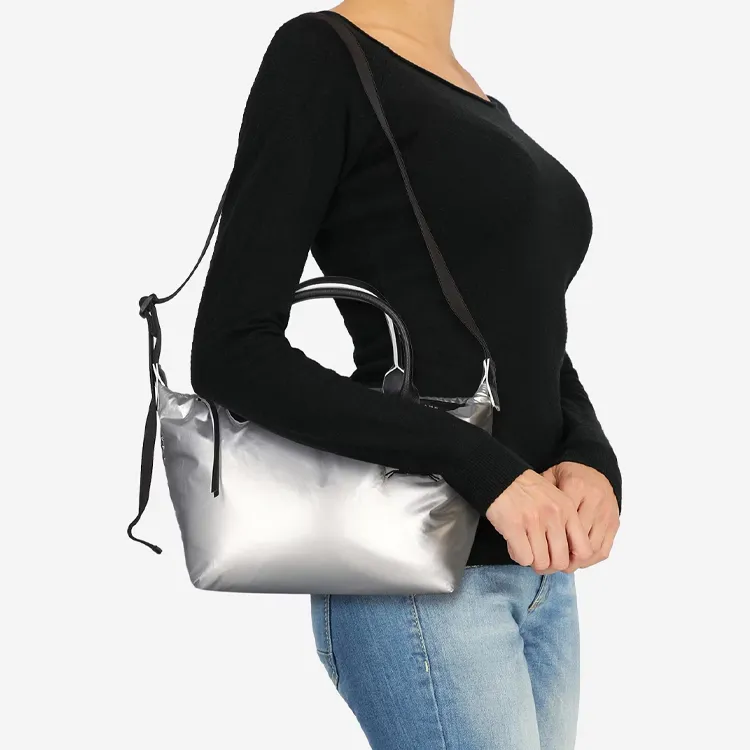 LONGCHAMP Le Pliage Alpin Nylon Fabric Shoulder Bag, Crossbody Bag, Handbag Women's Silver-7