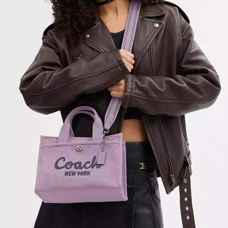 COACH Cargo Canvas Tote Bag, Shopping Bag, Shoulder Bag, Crossbody Bag, Handbag Medium Size Unisex Light Purple-4