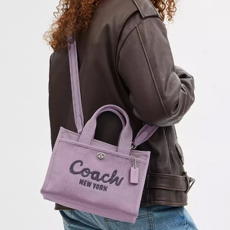 COACH Cargo Canvas Tote Bag, Shopping Bag, Shoulder Bag, Crossbody Bag, Handbag Medium Size Unisex Light Purple-5