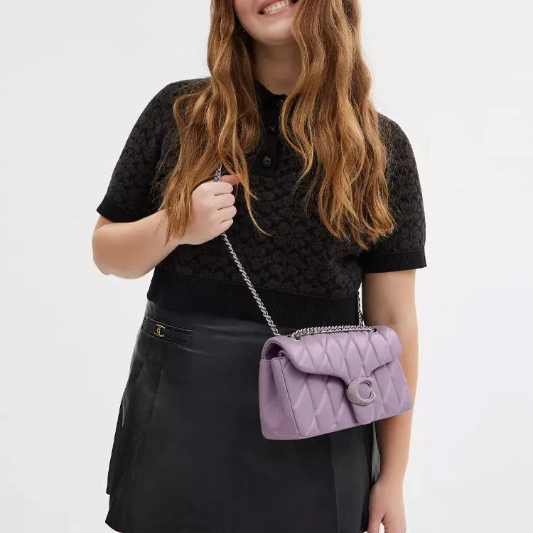 COACH Tabby Nappa Leather Vagabond Bag Crossbody Bag Shoulder Bag Medium Size Women's Light Purple-7
