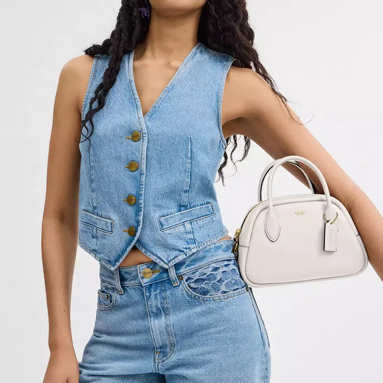 COACH Borough Leather Handbag Shoulder Bag Crossbody Bag Medium Size Women's White-4