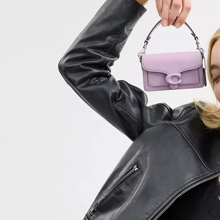 COACH Tabby Polished Grain Leather Portable Crossbody Bag, Shoulder Bag Mini Women's Light Purple-5
