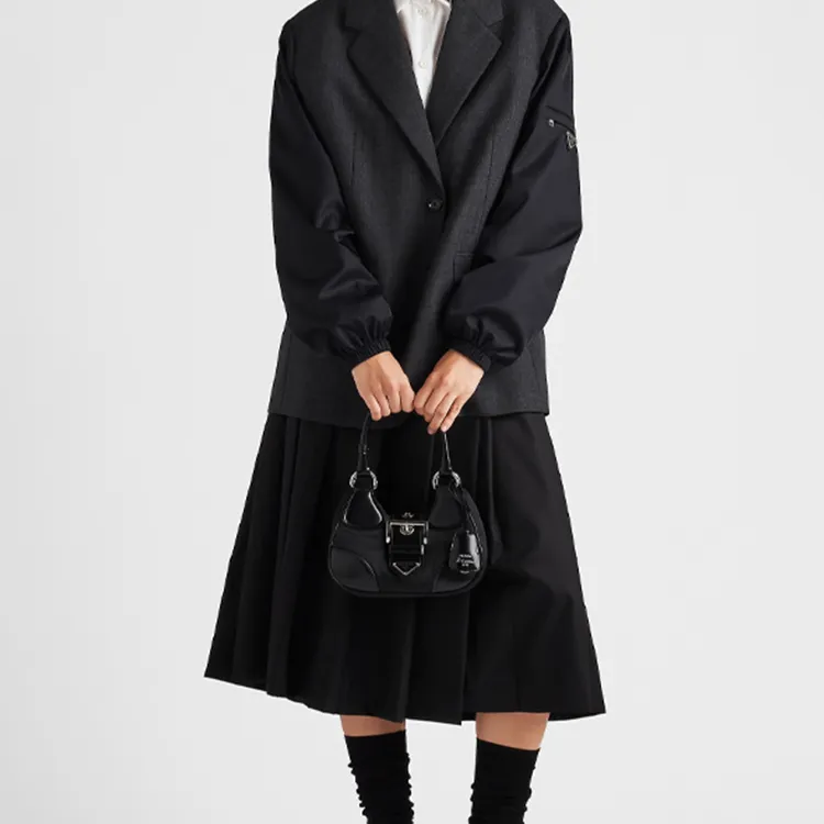 PRADA Moon Re Nylon And Leather Bag Black-3