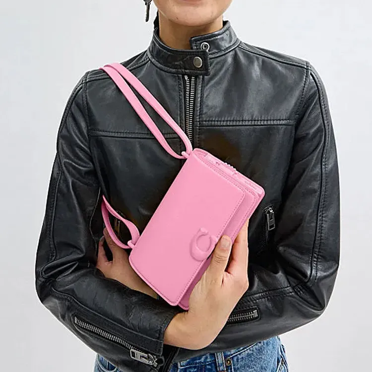 COACH Bandit Cow Leather Shoulder Bag, Crossbody Bag Trumpets Women's Bright Pink-6