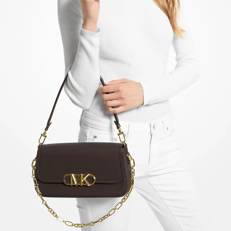 MICHAEL KORS PARKER Cow Leather Square Bag Handbag, Shoulder Bag Women's Chocolate-2