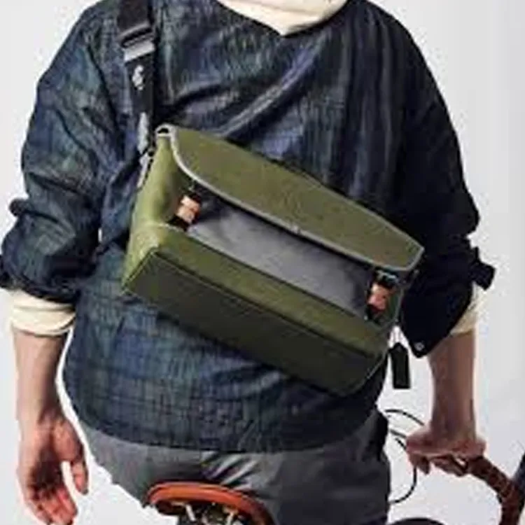 COACH League Cow Leather Cycling Bag Messenger Bag Crossbody Bag Shoulder Bag Medium Size Men's Green & Gray-5