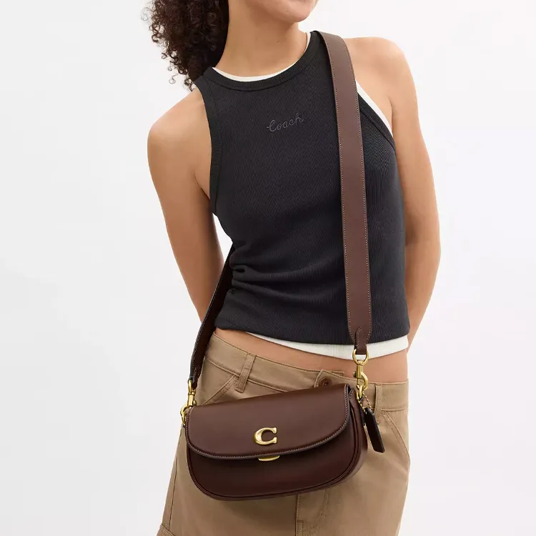 COACH Saddle Cow Leather Saddle Bag Handbag, Shoulder Bag, Crossbody Bag Women's Brass And Maple-5