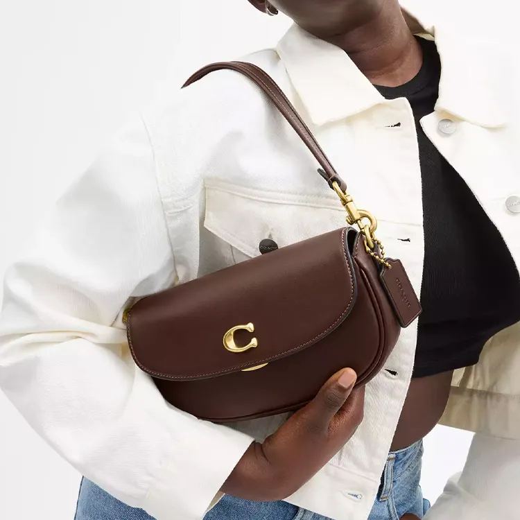 COACH Saddle Cow Leather Saddle Bag Handbag, Shoulder Bag, Crossbody Bag Women's Brass And Maple-4