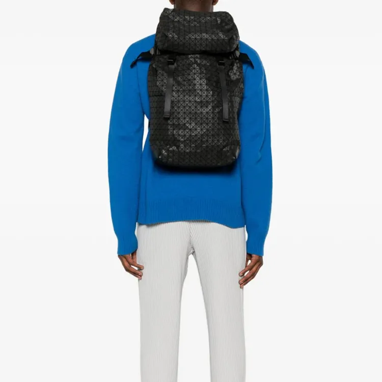 ISSEY MIYAKE HIKER Cow Leather Polyester Nylon Cotton Backpack Men's Black-3