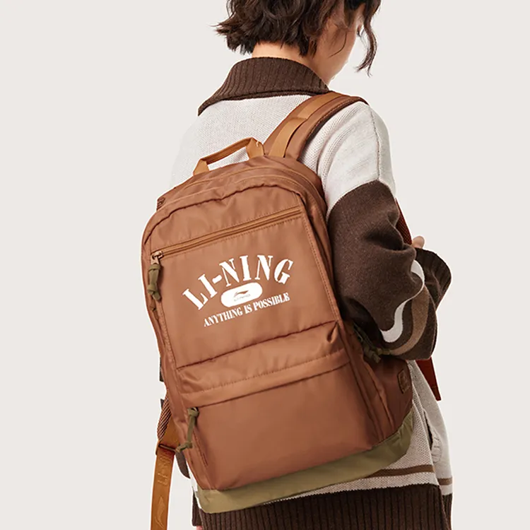 LiNing Polyester Backpack Unisex Amber Brown-7