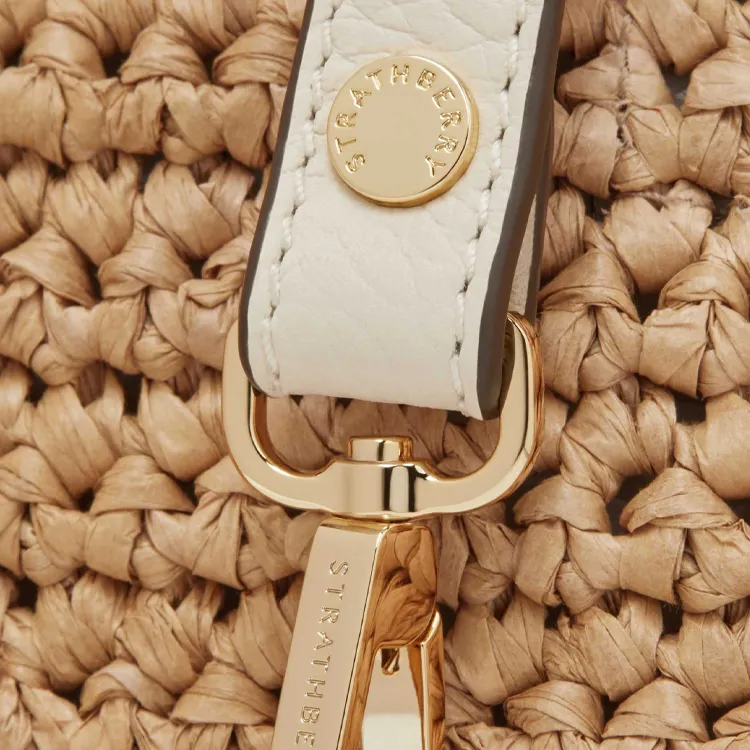 Strathberry Grained Calfskin Pinyali Grass Shoulder Bag Crossbody Bag Handbag Nano Women's White & Natural-4