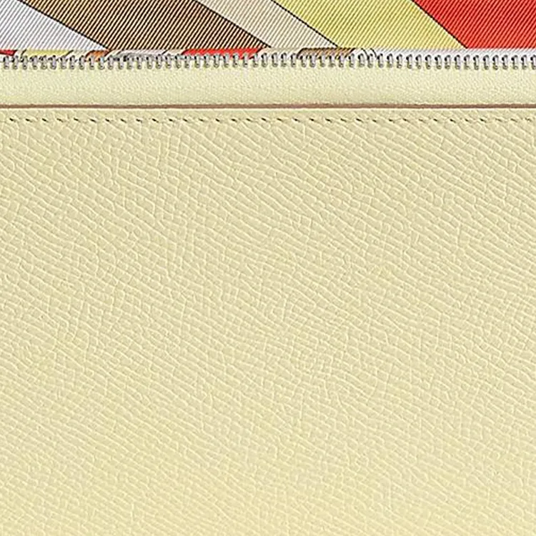 HERMES Silk'In Epsom Calfskin Wallet Women's Yellow & Beige & Dark Umber-2