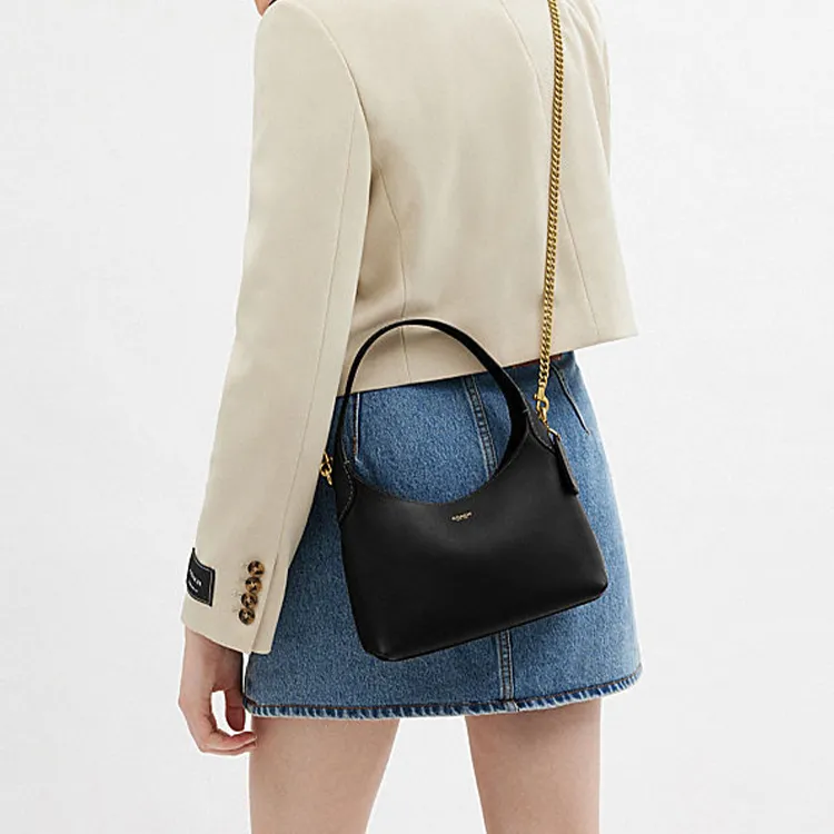 COACH Brooklyn Cow Leather Handbag, Shoulder Bag Women's Black-4
