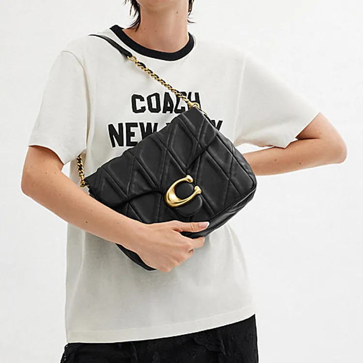 COACH Times Square Tabby Sheepskin Crossbody Bag, Shoulder Bag Medium Size Women's Black-5