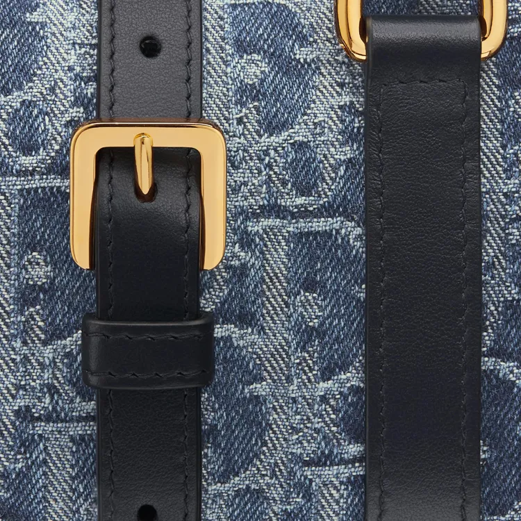 DIOR Oblique Jacquard Fabric Shoulder Bag Crossbody Bag Handbag Mini Women's Blue-4