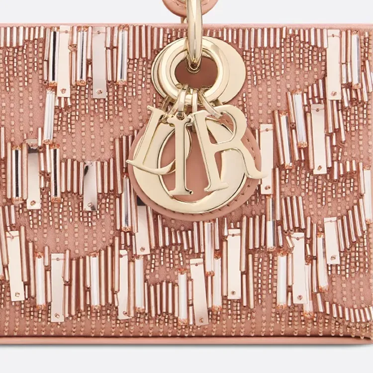 DIOR Lady D-JOY Cow Leather Shoulder Bag Crossbody Bag Handbag Small Size Women's Pink-3
