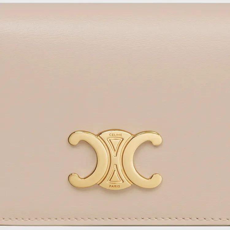 CELINE Triomphe Bright Calfskin Wallet Women's Light Beige-4
