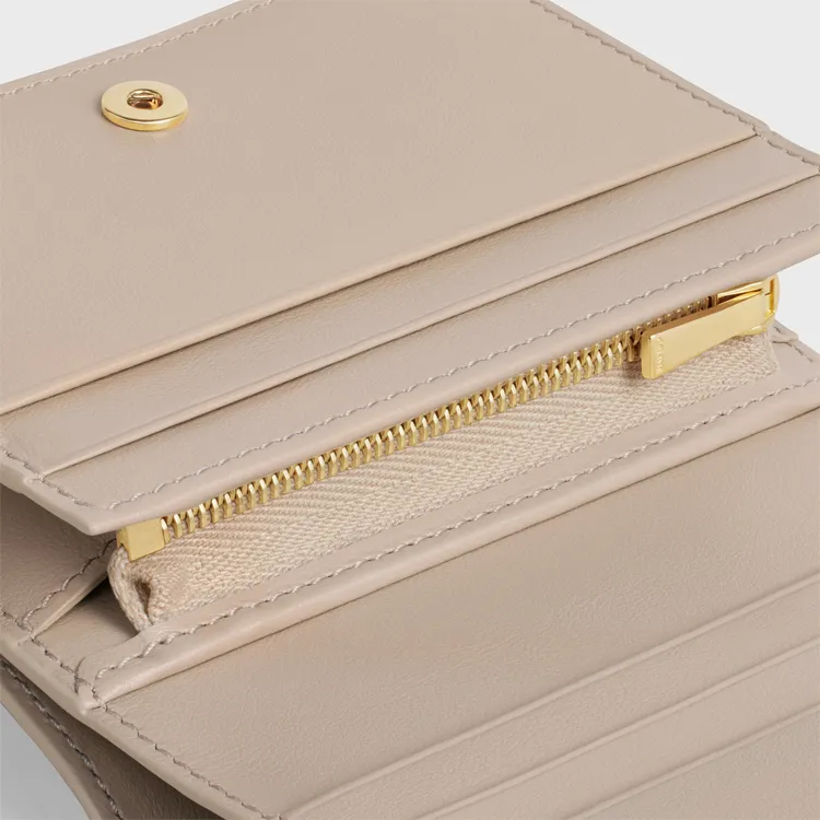 CELINE Triomphe Bright Calfskin Wallet Women's Light Beige-3