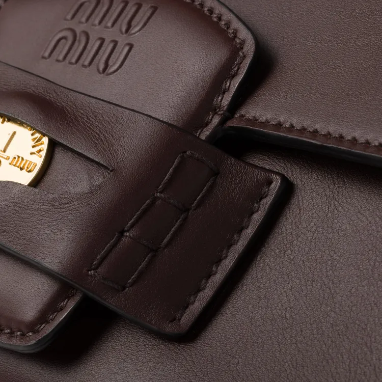 MIU MIU Penny Leather Shoulder Bag Crossbody Bag Handbag Regular Women's Heather Wood Color-4