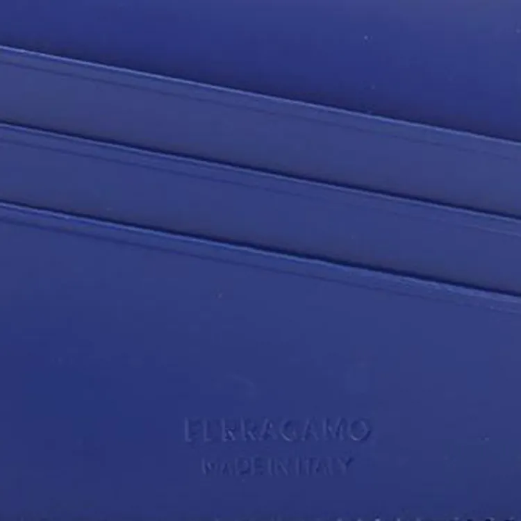 FERRAGAMO Cow Leather Card Clip Card Holder Wallets Men's Cornflower Blue-4