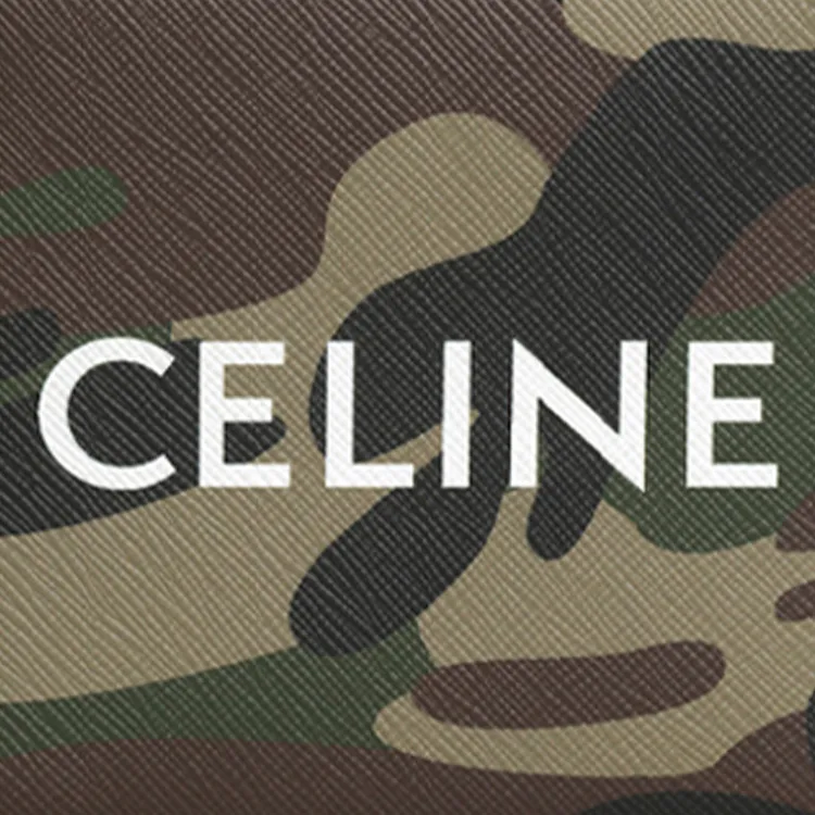 CELINE Cow Leather Wallet Unisex Camouflage/Khaki-2