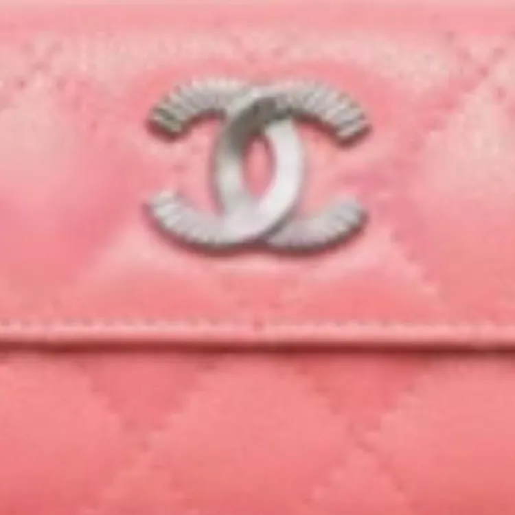 CHANEL Calfskin Wallet Women's Light Pink Red-1