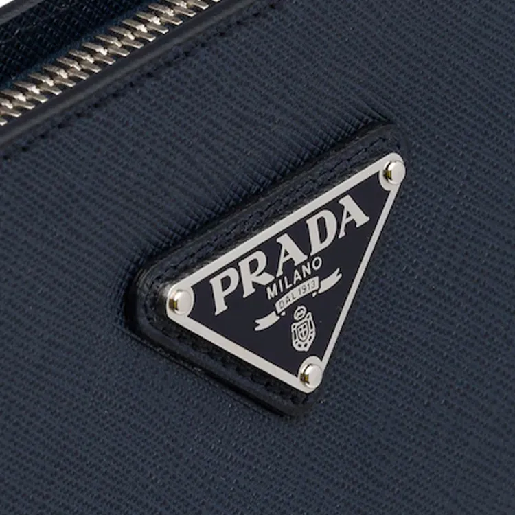 PRADA Saffiano Cow Leather Clutch Men's Sea Blue-5