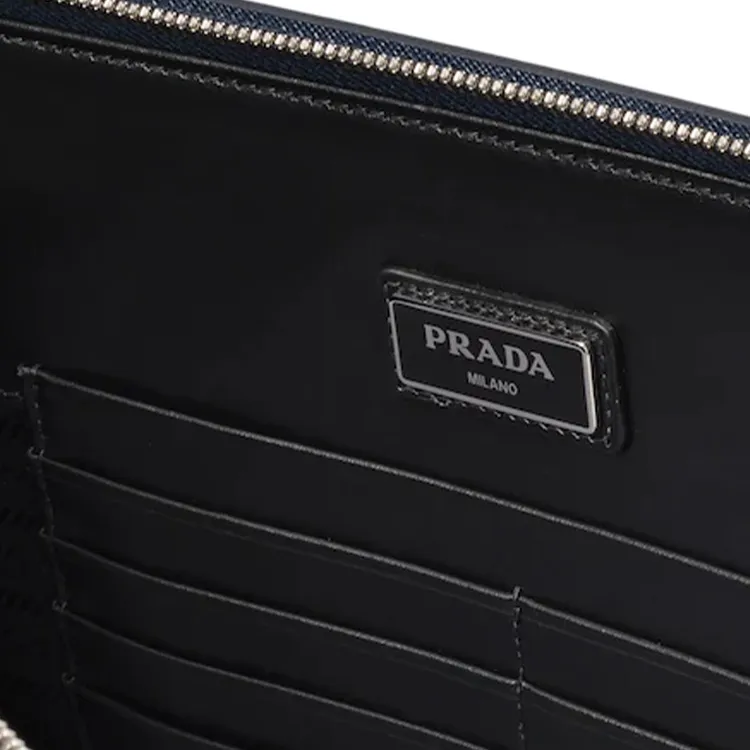 PRADA Saffiano Cow Leather Clutch Men's Sea Blue-4