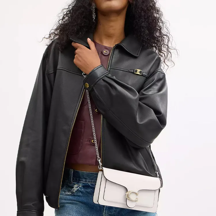 COACH Tabby Calfskin Crossbody Bag, Shoulder Bag Small Size Women's Chalk White-3