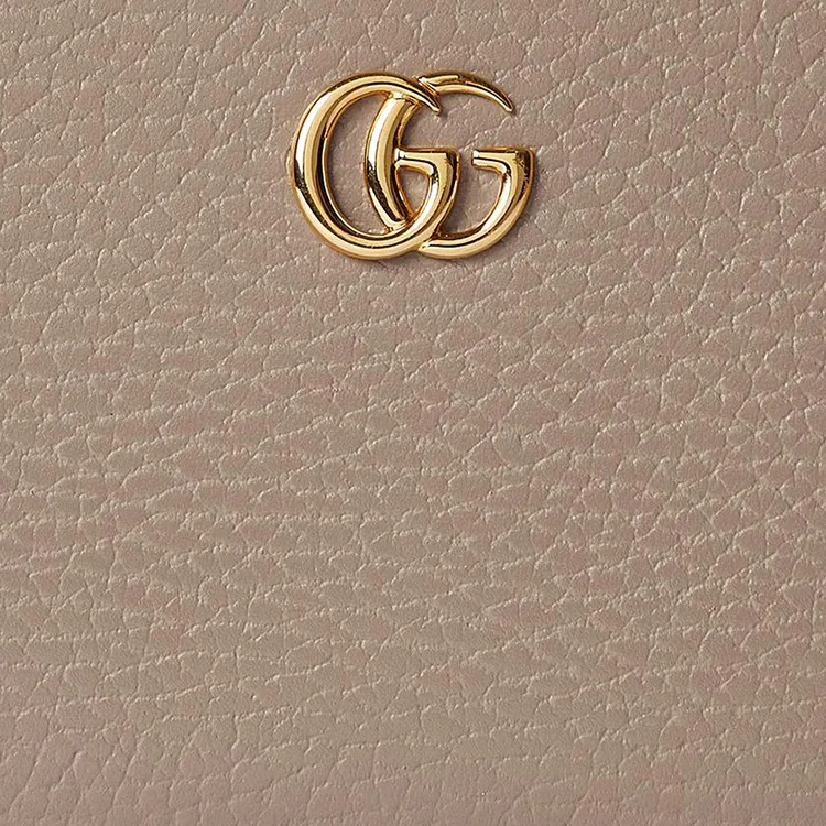 GUCCI GG Marmont Leather Wallet Small Size Women's Taupe-6