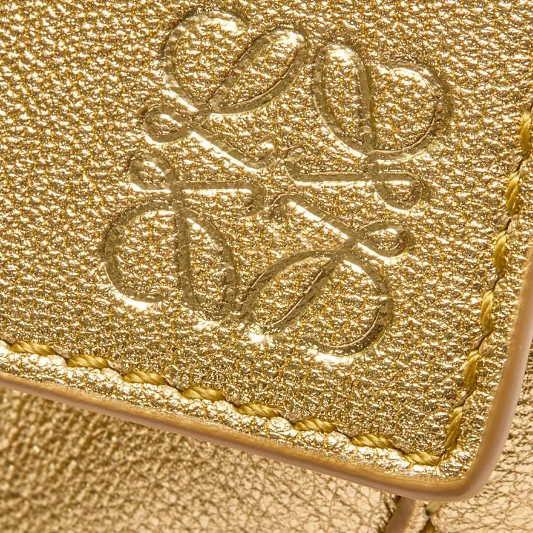 LOEWE Puzzle Lambskin Shoulder Bag Crossbody Bag Handbag Mini Women's Gold-6