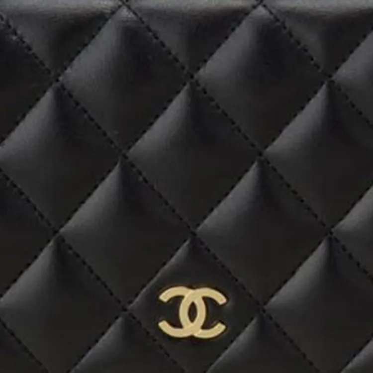 CHANEL Classic Flap CF Sheepskin Wallet Unisex Black-3