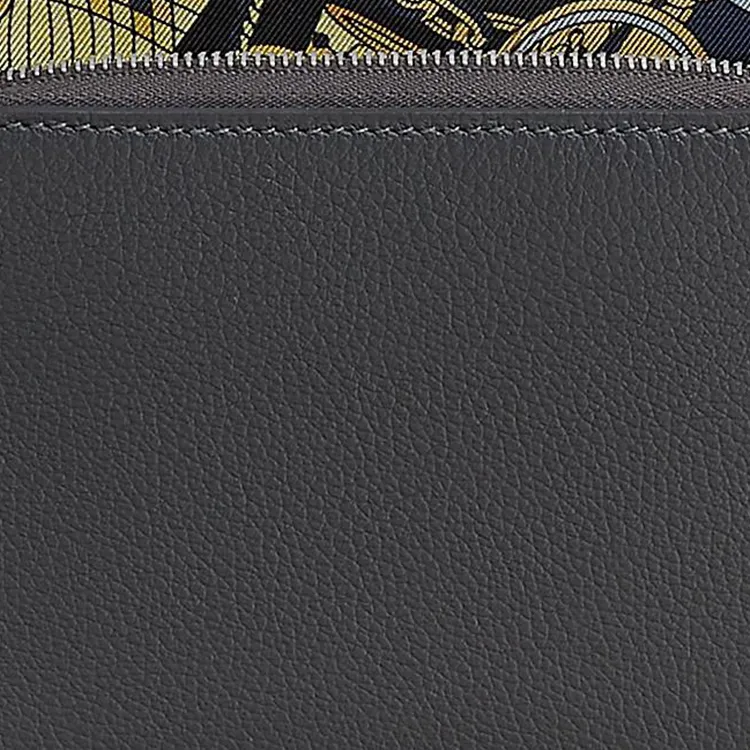 HERMES Evercolor With Barenia Calfskin Wallet Women's Slate & Yellow-2